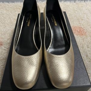 New Authentic Saint Laurent Babies Metallic Mary Jane Pumps